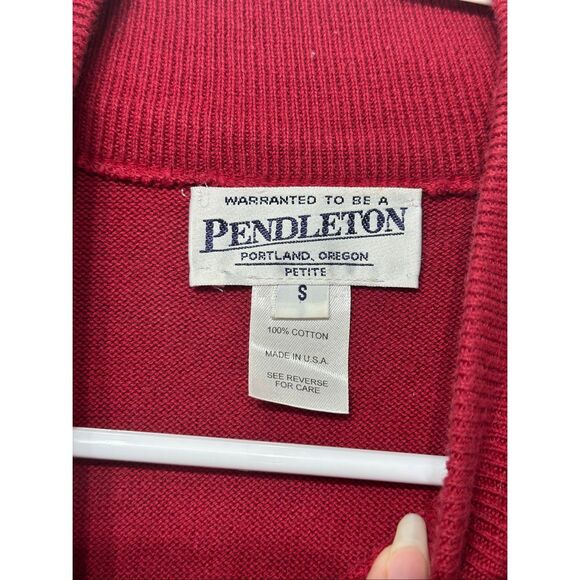 Vintage Pendleton 100% Cotton Red Mock Collar Sweater Pullover Women's Small - Picture 4 of 9